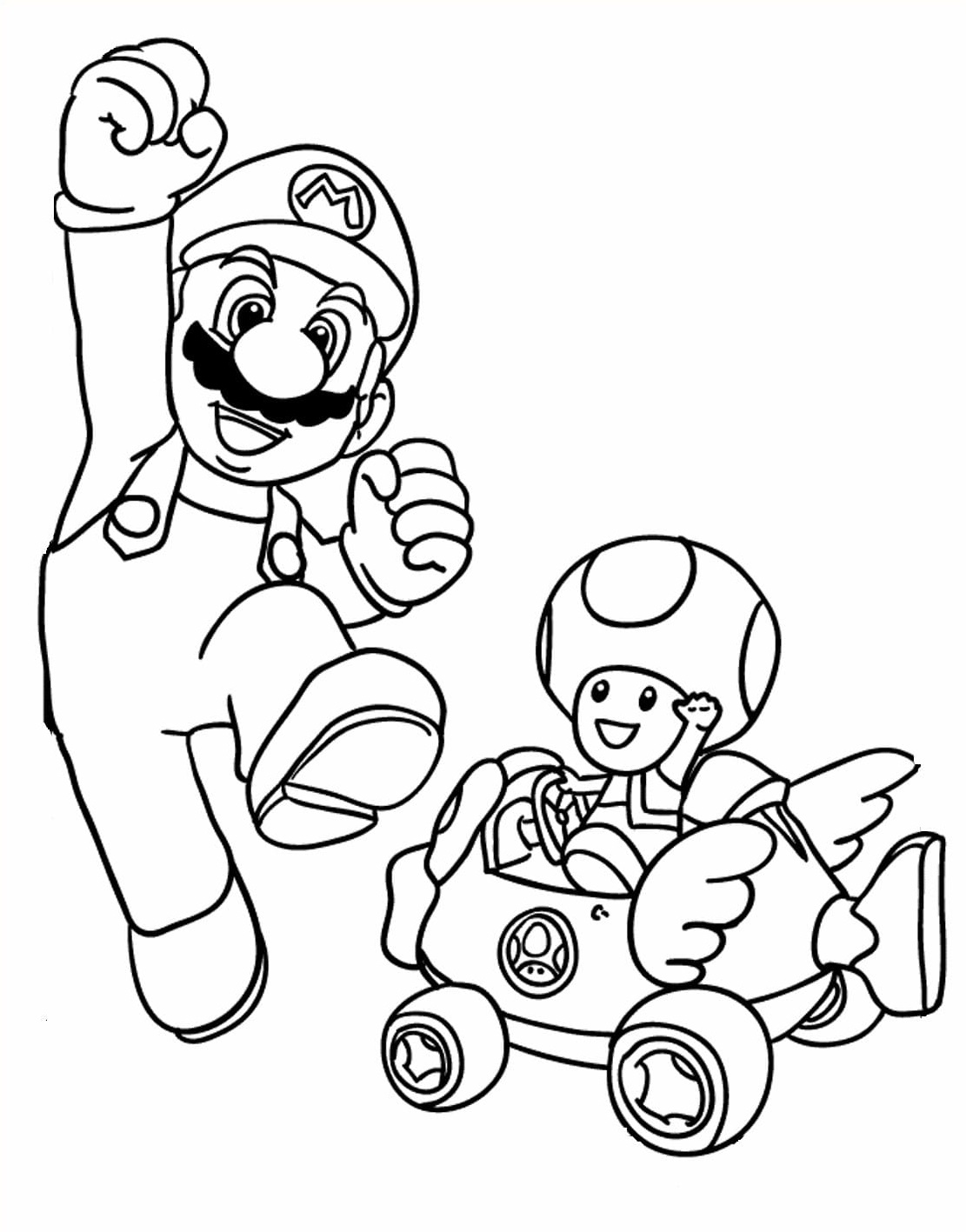 Online coloring book: Mario with a toad coloring page